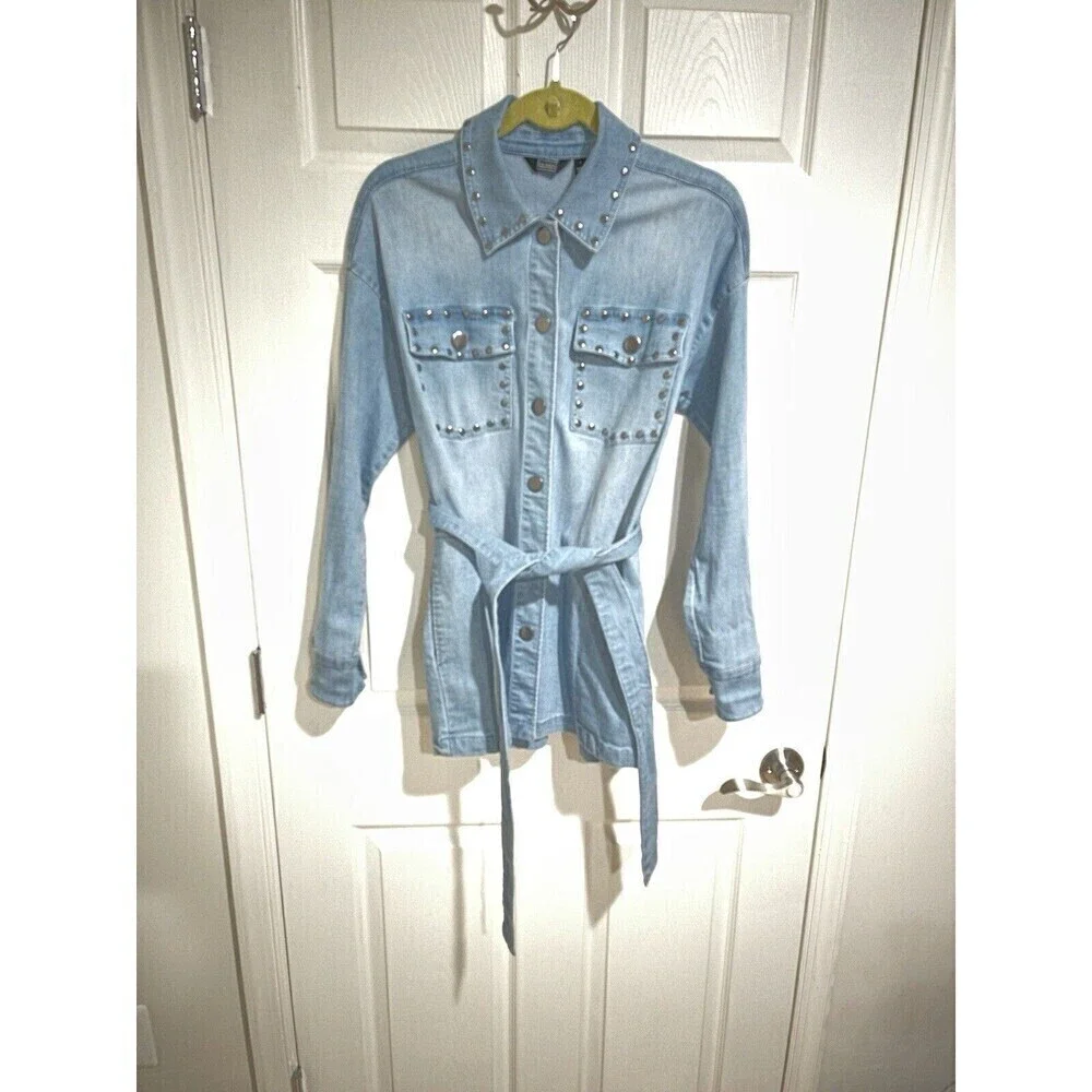 G by Giuliana Black Label EcoChic Denim Studded Shacket - Picture 2 of 7